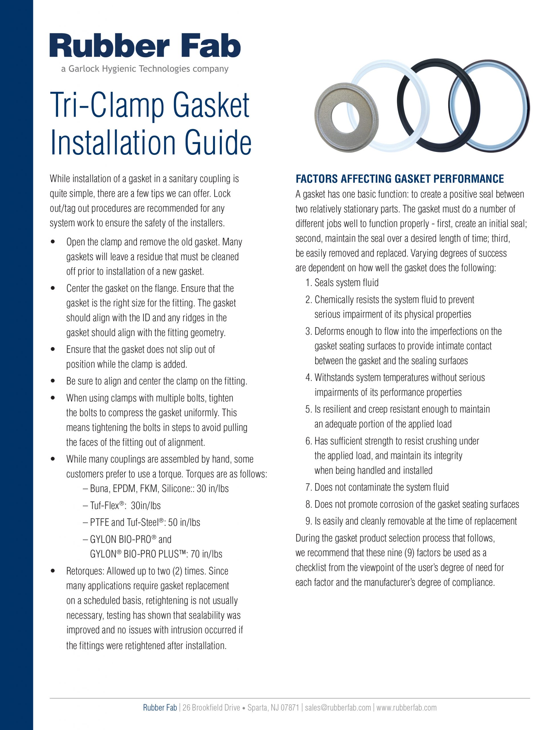 Gasket Installation Instructions