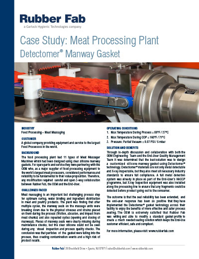 The Detectomer® Manway Gasket in Meat Processing